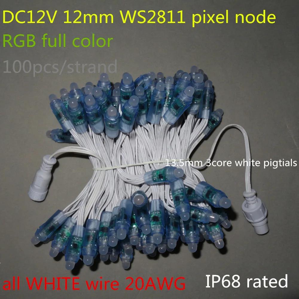 100 / DC12V ּ   12mm WS2811 led Ʈ ȼ , RGB Ǯ ÷,   20AWG) ̾, IP68, 13.5mm Ǳ  